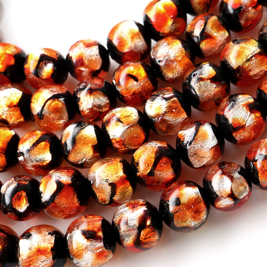 ホタルガラス ブレスレット10mm ハロウィン かぼちゃ カラー とんぼ石 沖縄で大人気のお土産アイテム