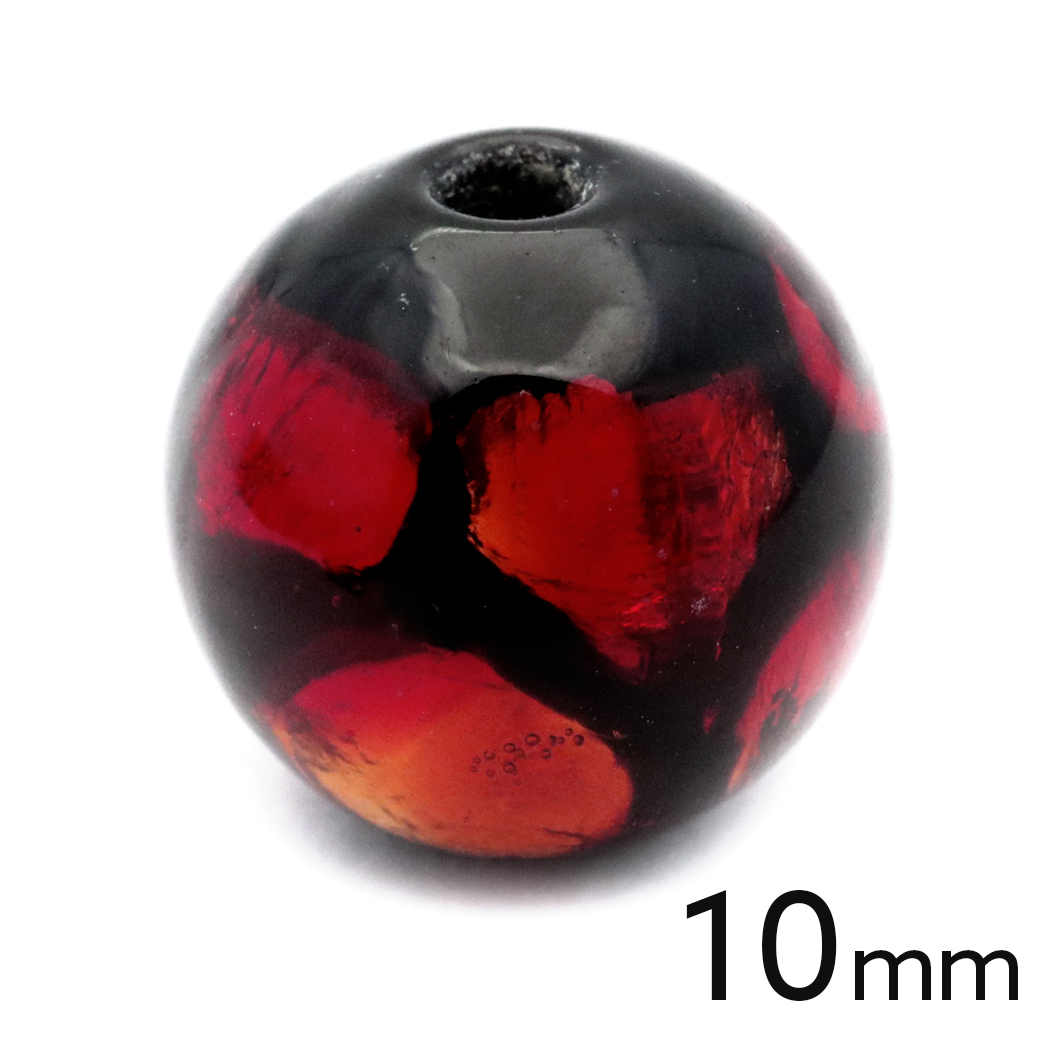 ホタルガラス レッド オレンジ 10mm 粒売り 1粒 とんぼ玉 赤色 沖縄 琉球 お土産 ハンドメイド 制作 ビーズ