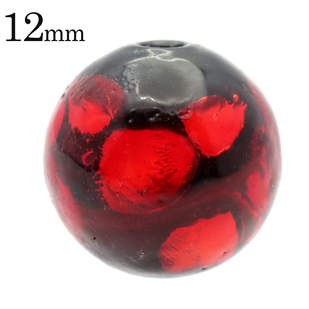 ホタルガラス レッド 赤色 ビーズ 粒売り 1粒 12mm とんぼ玉 ほたる 蛍 トンボ玉 アクセサリー パーツ 沖縄 お土産 手作り