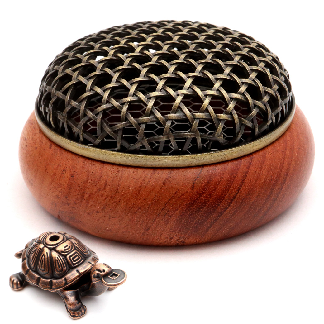 香炉 おしゃれ お香立て 銅製 蓋付き 不燃綿入り 丸型 渦巻型 うずまき 線香 コーン 対応 置き台 灰がこぼれない お盆 アロマ ギフト