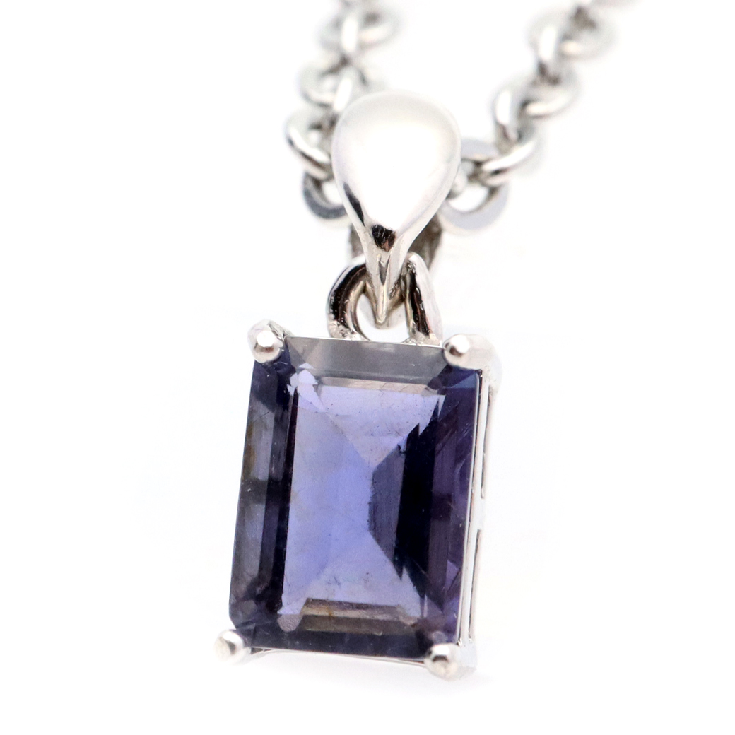 アイオライト ネックレス AAA  スクエア ファセットカット SILVER925 宝石質 天然石 バレンタイン
