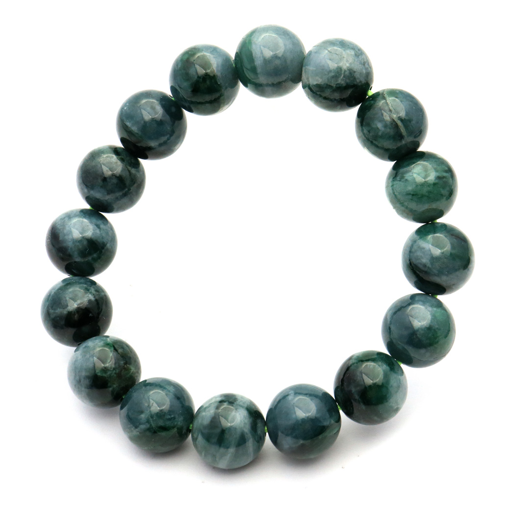 翡翠 グアテマラ産 ブレスレット 12mm ひすい ジェイド 天然石 パワーストーン 5月 誕生石 グリーン 緑