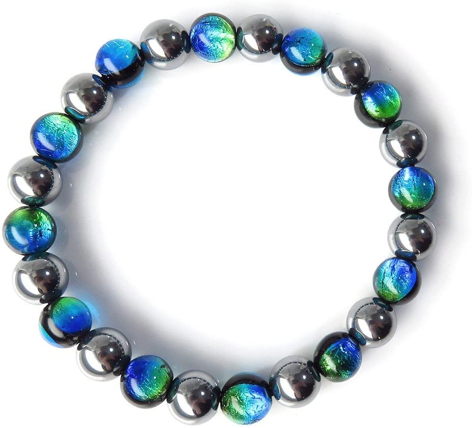 ケラママリン ホタルガラス テラヘルツ鉱石 ブレスレット 8mm 沖縄 ホタル石 とんぼ玉