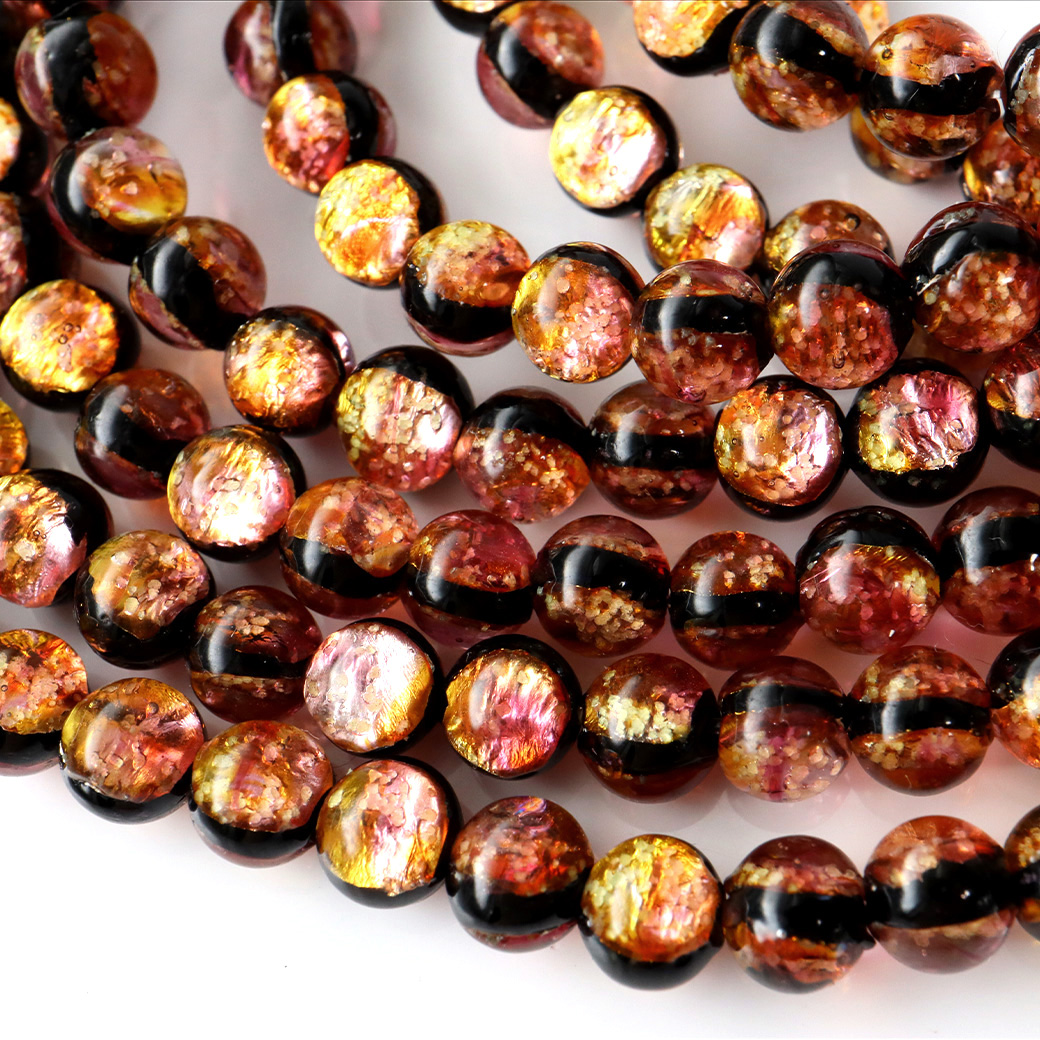 蓄光 ケラマ サンセットオレンジ ホタルガラス 6mm 一連 ビーズ売り 66粒 沖縄 お土産 慶良間諸島