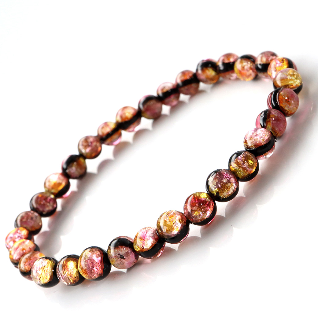 蓄光 ケラマ サンセットオレンジ ホタルガラス ブレスレット 6mm 沖縄 お土産 慶良間諸島