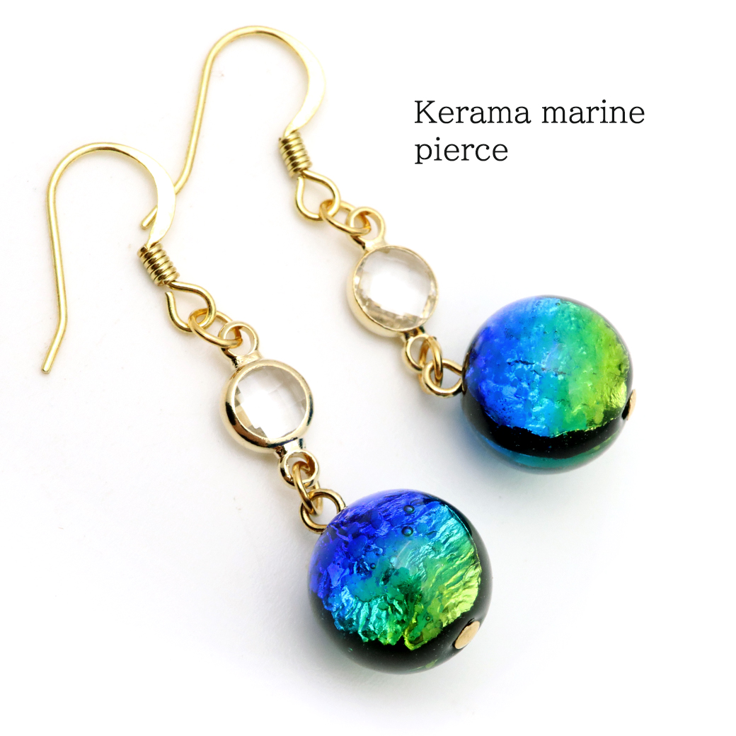 ホタルガラス ピアス レディース 光る ケラママリン フックピアス おしゃれ 綺麗 可愛い