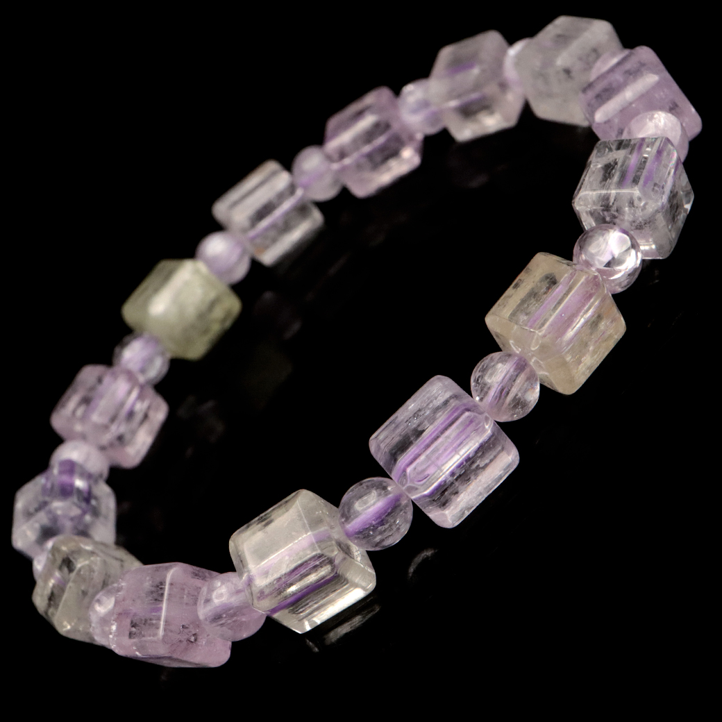 クンツァイト ブレスレット キューブカット ブラジル産 1点物 天然石 Kunzite リチア輝石 リチアきせき