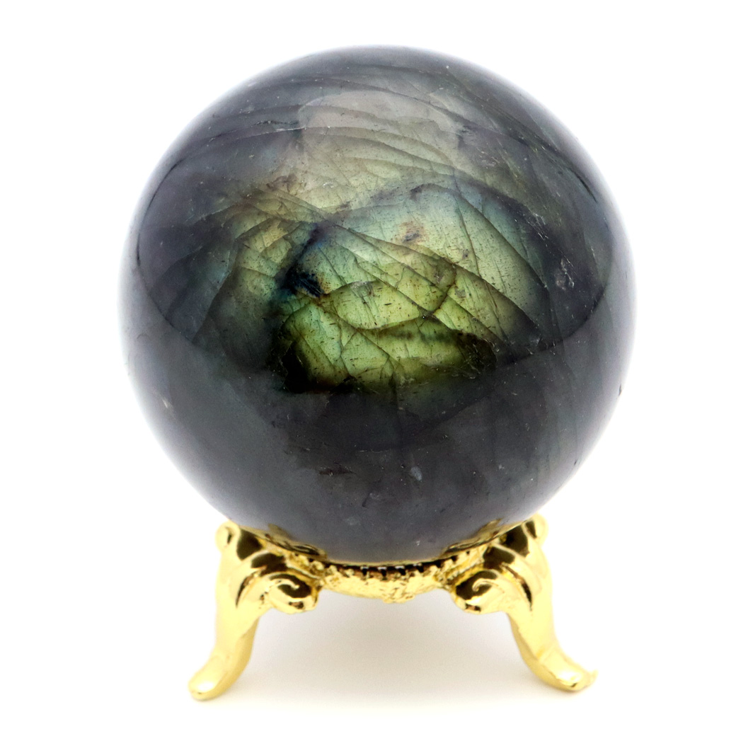 ラブラドライト 丸玉 台座付きマダガスカル産 1点もの スフィア