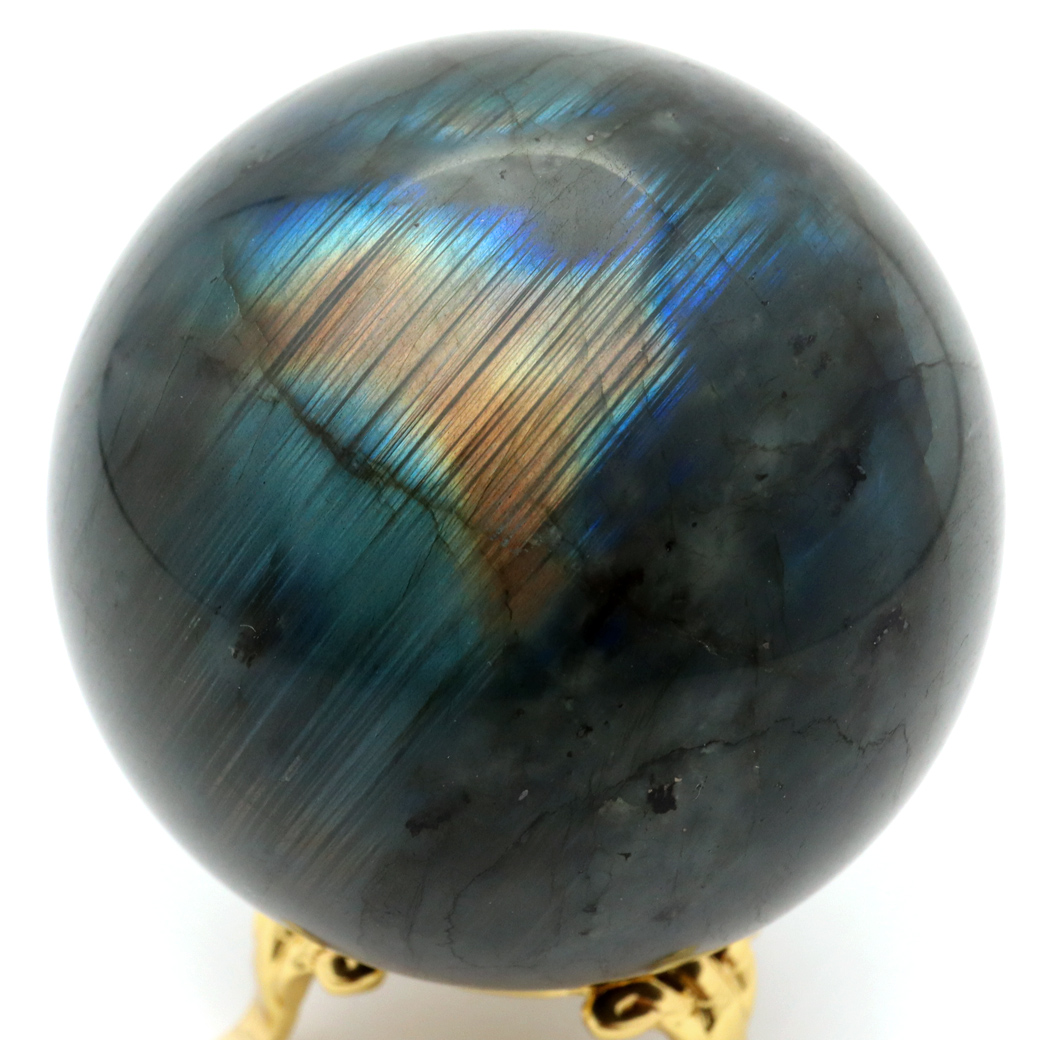 ラブラドライト 丸玉 台座付き マダガスカル産 1点もの スフィア 天然石 パワーストーン 置物
