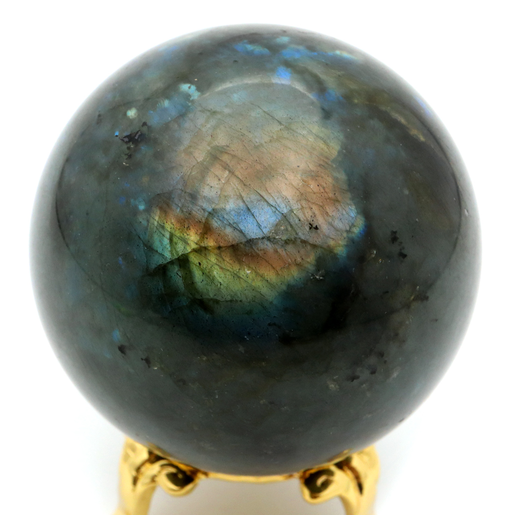 ラブラドライト 丸玉 台座付き マダガスカル産 1点もの スフィア 天然石 パワーストーン 置物