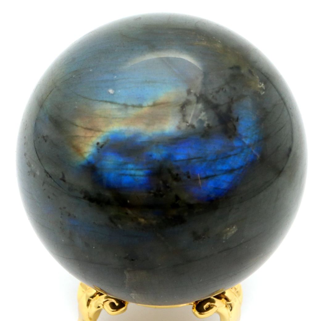 ラブラドライト 丸玉 台座付き マダガスカル産 1点もの スフィア 天然石 パワーストーン 置物