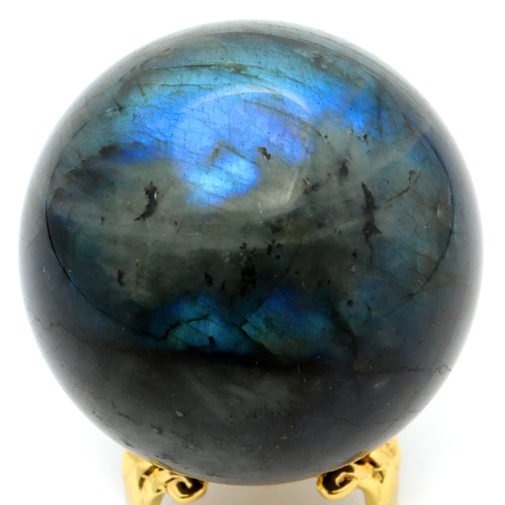 ラブラドライト 丸玉 台座付き マダガスカル産 1点もの スフィア 天然石 パワーストーン 置物