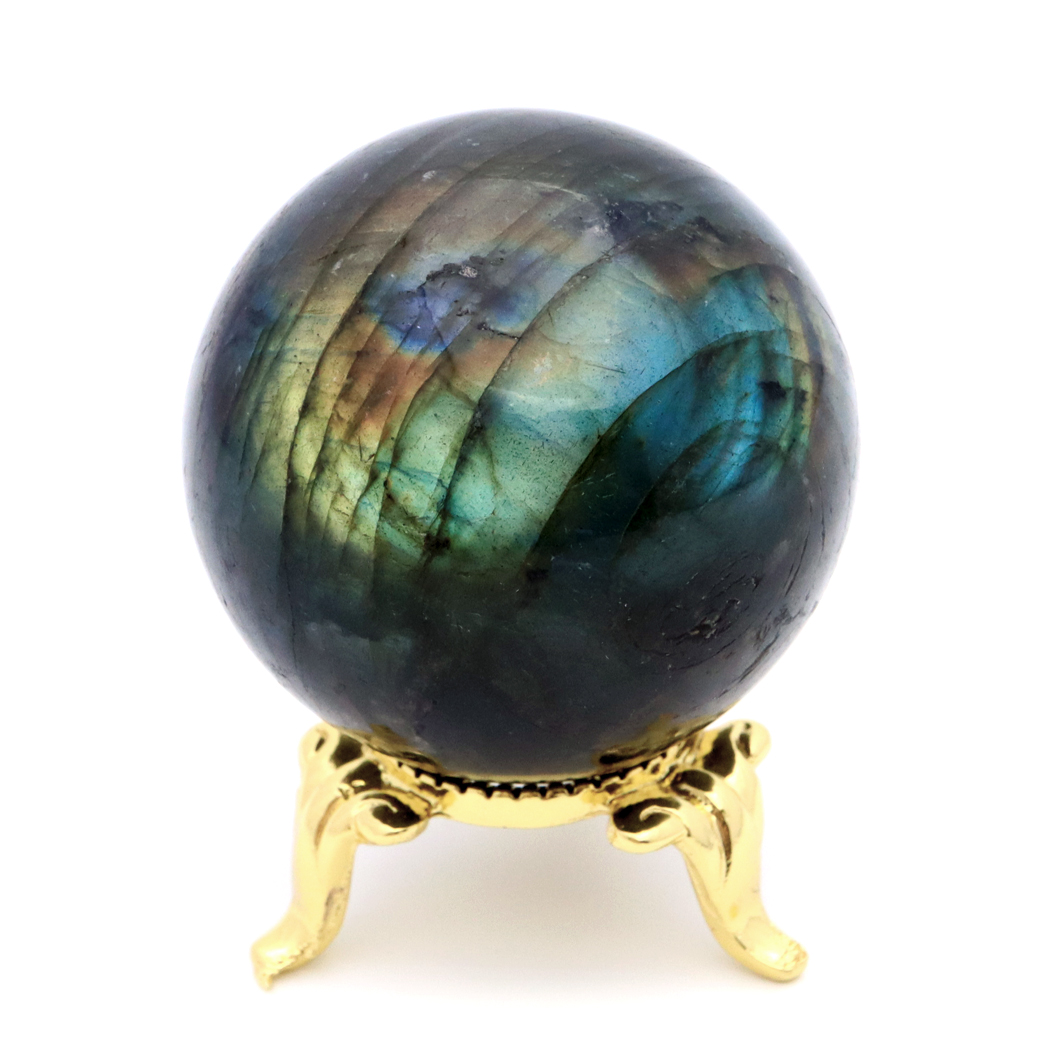 ラブラドライト 丸玉 42mm 台座付きマダガスカル産 1点もの スフィア 父の日 プレゼント