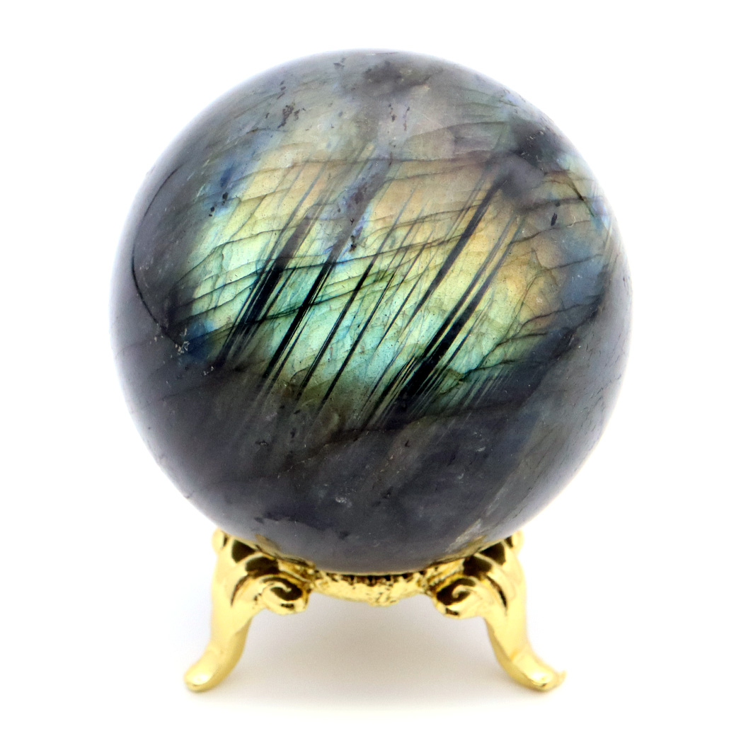 ラブラドライト 丸玉 台座付きマダガスカル産 1点もの スフィア