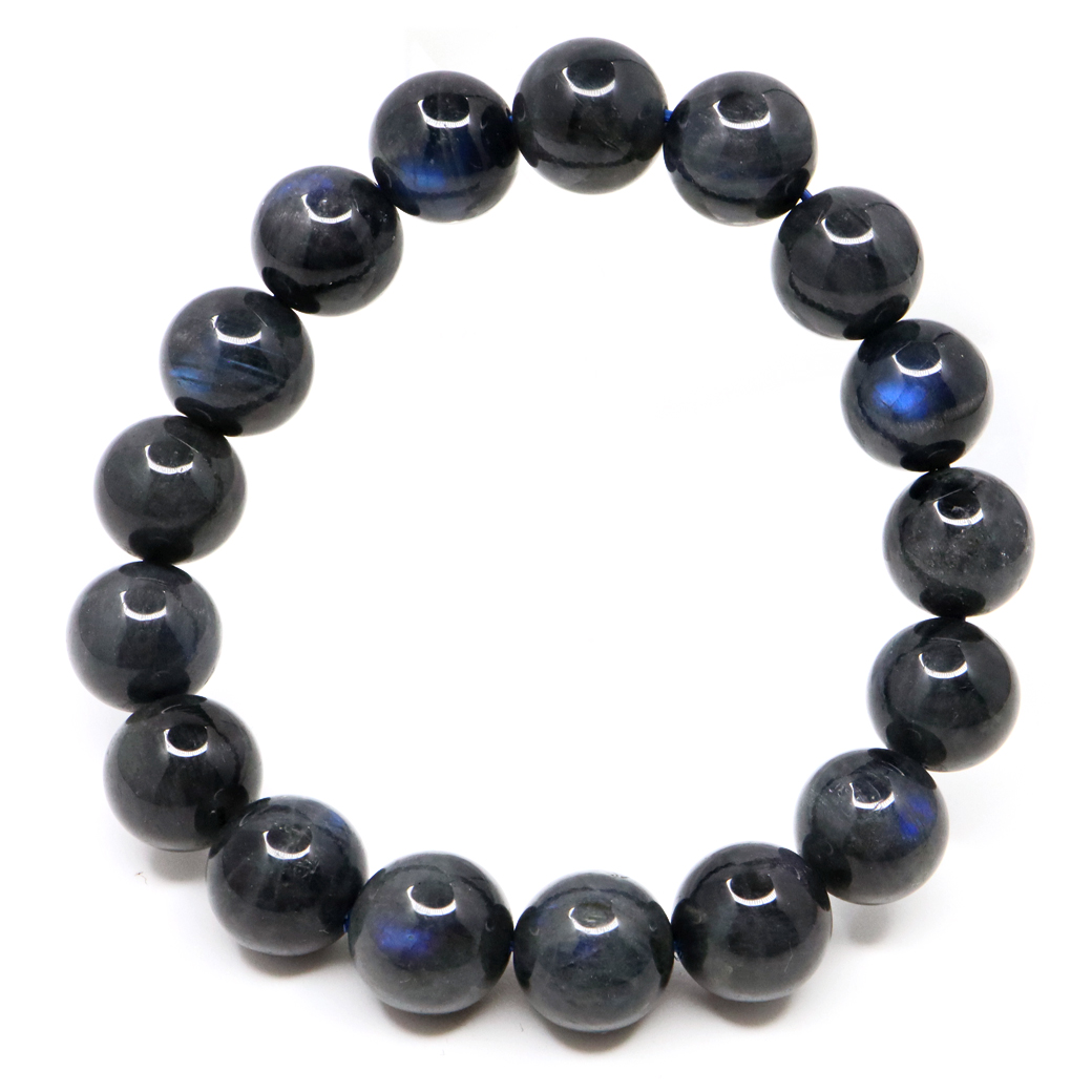 ブラック ラブラドライト ブレスレット 12mm 漆黒に輝くブルーシラー 天然石 パワーストーン
