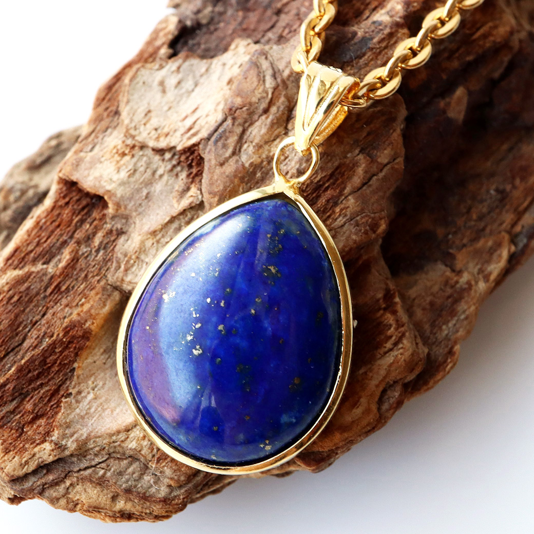 天然 ラピスラズリ ペンダント Silver925 チェーン付き パワーストーン 1点物