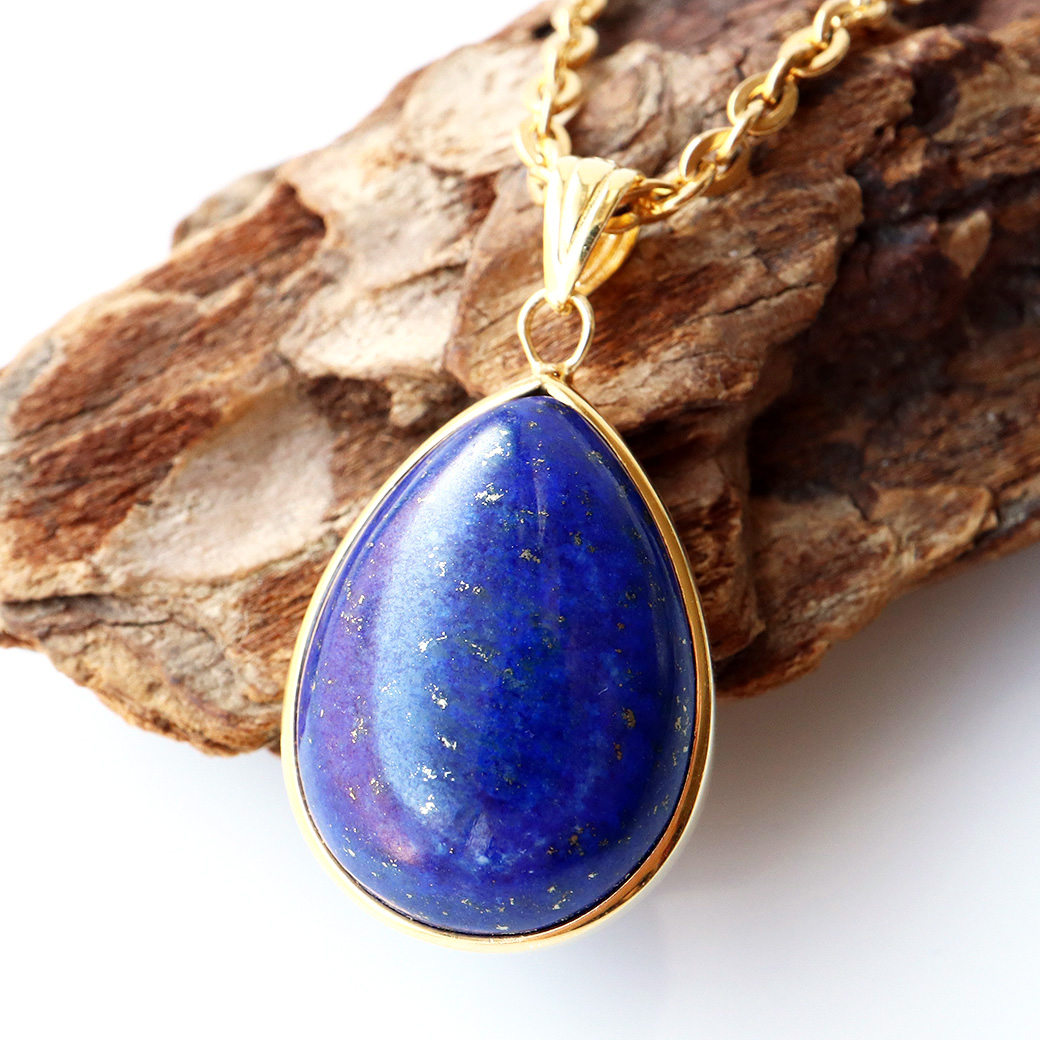 天然 ラピスラズリ ペンダント Silver925 チェーン付き パワーストーン 1点物