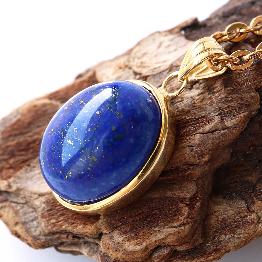 天然 ラピスラズリ ペンダント Silver925 チェーン付き パワーストーン 1点物