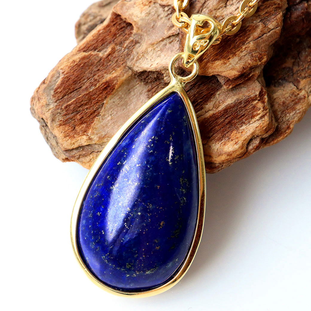 天然 ラピスラズリ ペンダント Silver925 チェーン付き パワーストーン 1点物