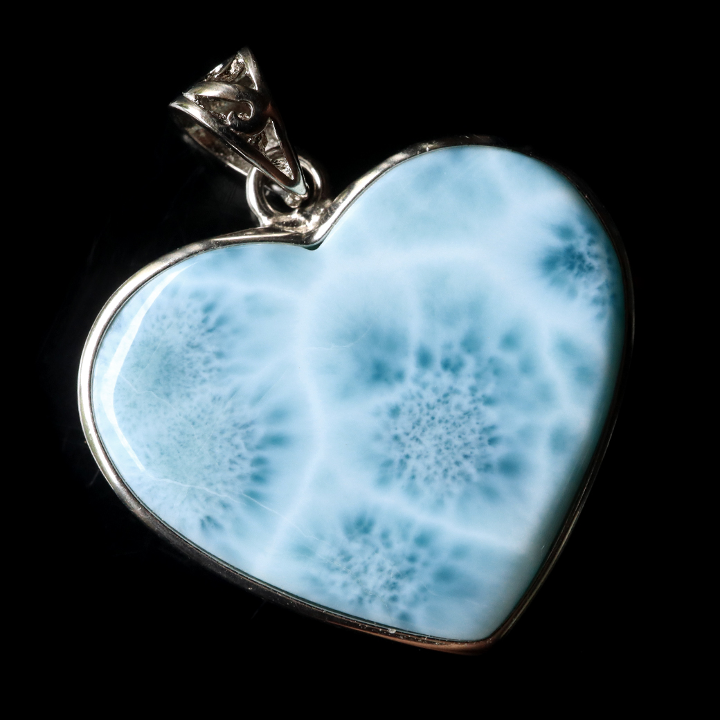ラリマー ネックレス 天然石 ペンダント トップ ハート Silver925 AAA スカイブルー ドミニカ産 パワーストーン ブルー
