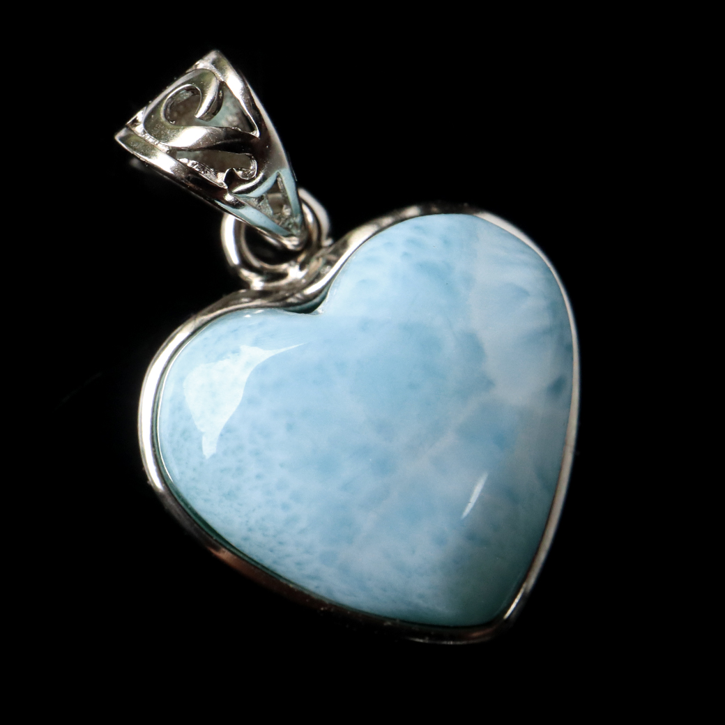 ラリマー ネックレス 天然石 ペンダント トップ ハート Silver925 AAA スカイブルー ドミニカ産 パワーストーン ブルー