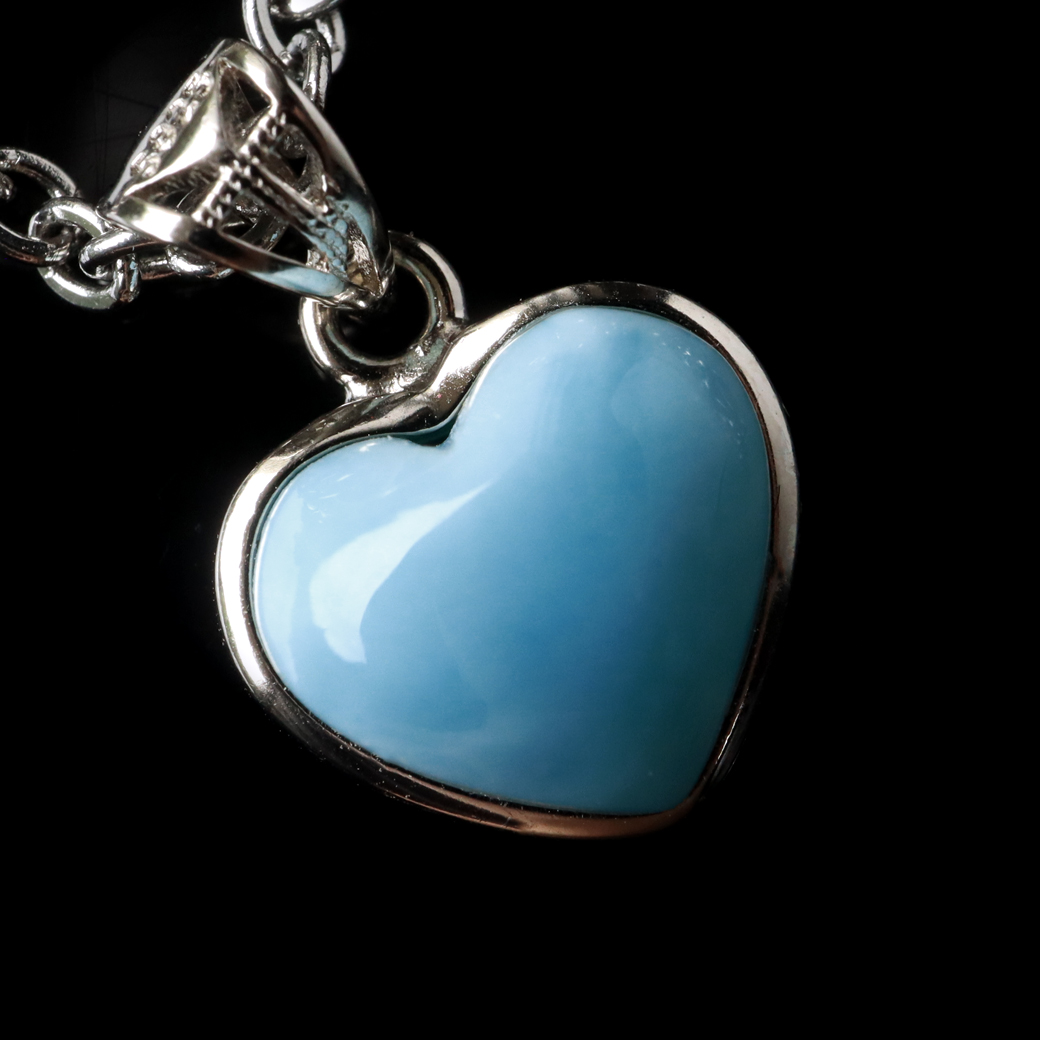 ラリマー ネックレス 天然石 ペンダント トップ ハート Silver925 AAA スカイブルー ドミニカ産 パワーストーン ブルー