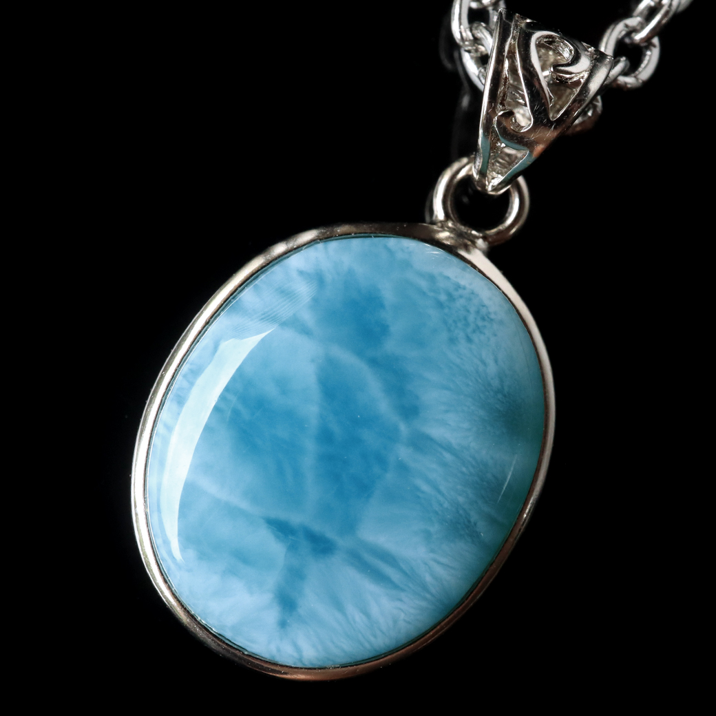 ラリマー ネックレス 天然石 ペンダント トップ ハート Silver925 AAA スカイブルー ドミニカ産 パワーストーン ブルー