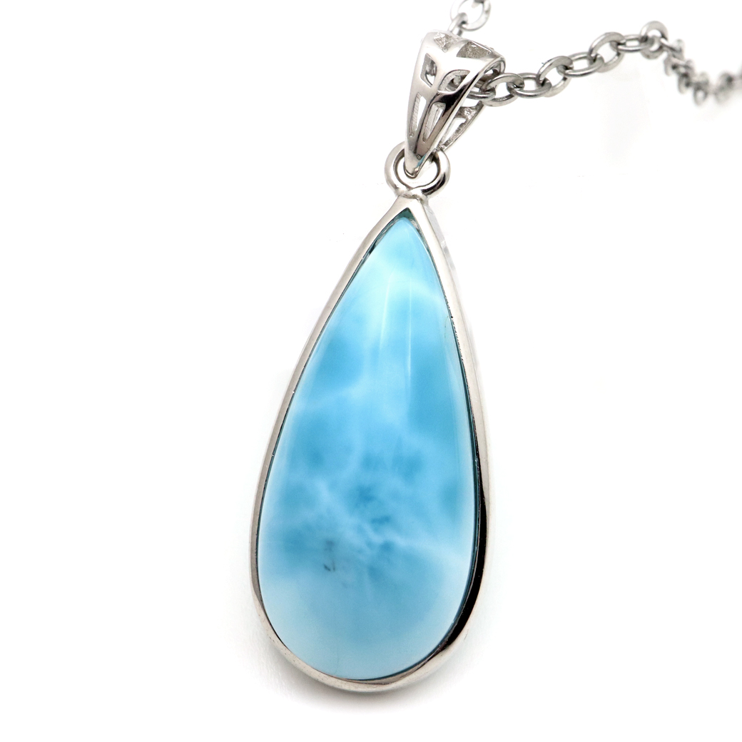ラリマー ネックレス 天然石 ペンダント Silver925 Srank スカイブルー ドミニカ産
