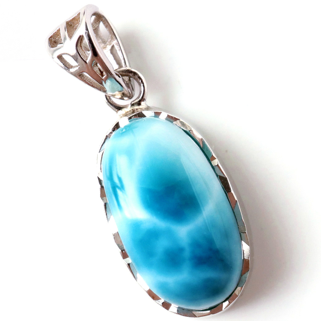 ラリマー ペンダント ロイヤルクラス Srank カリブ海を連想させるスカイブルー ドミニカ産 Silver925 チェーン付き