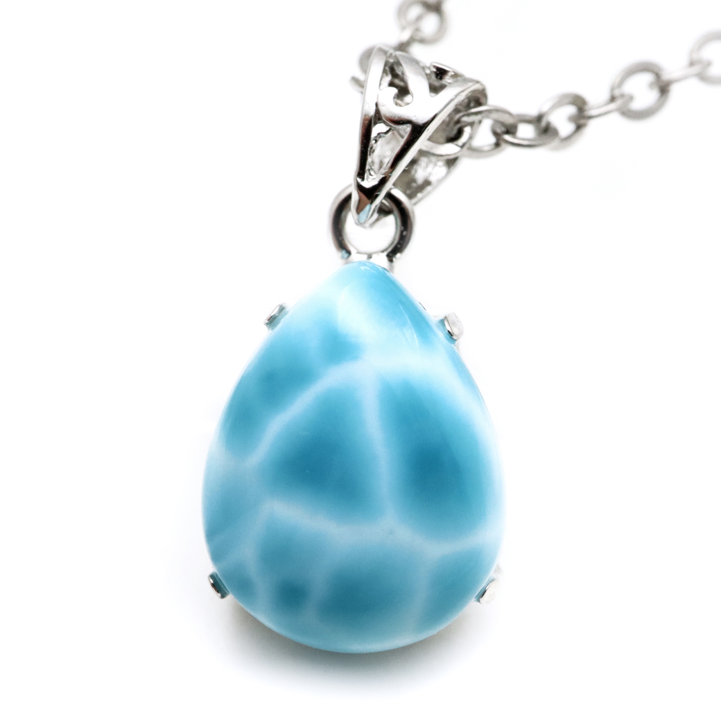 ラリマー ネックレス しずく ドロップ 天然石 ペンダント Silver925 ロイヤルクラス Srank スカイブルー ドミニカ産 父の日 プレゼント