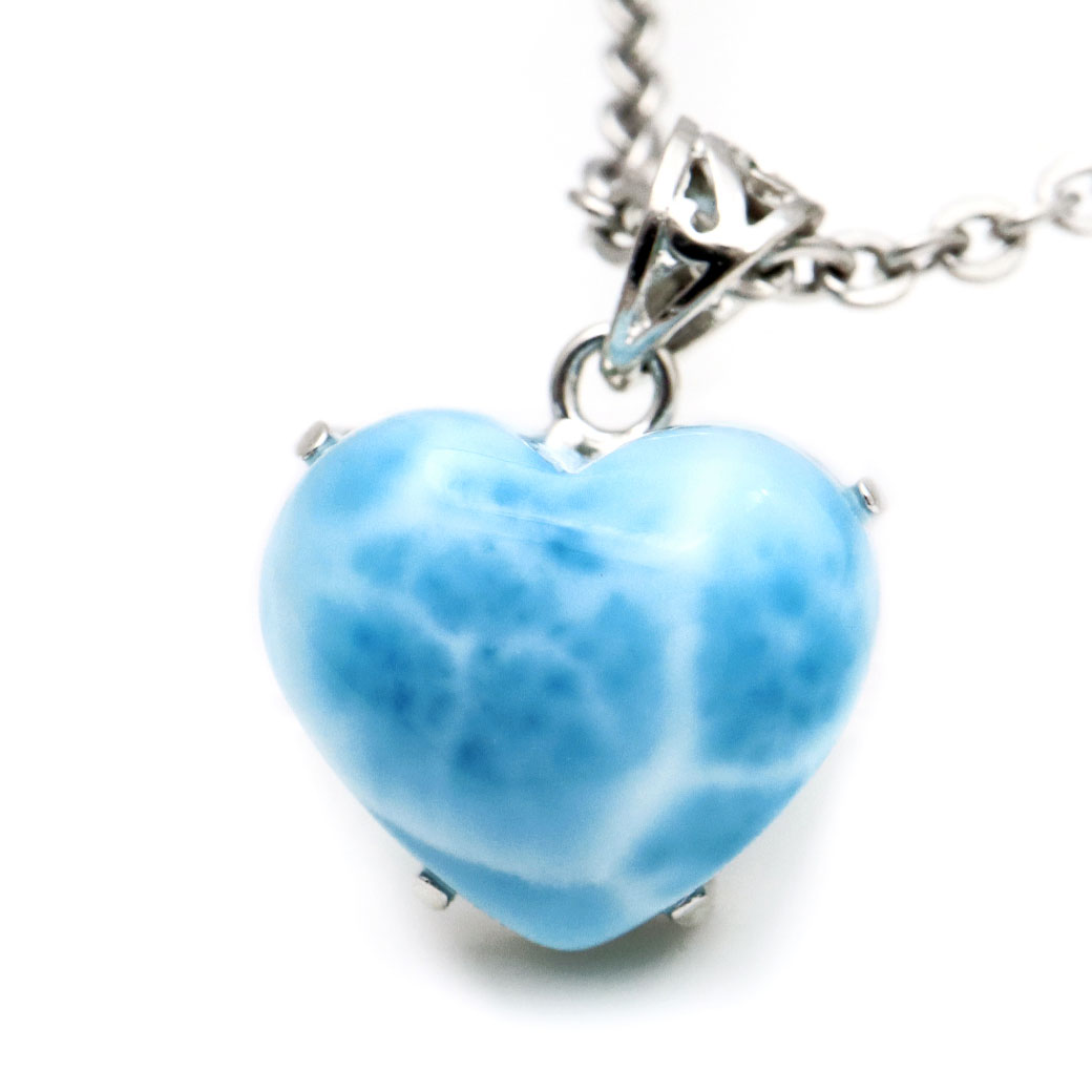 ラリマー ネックレス ハート型 天然石 ペンダント Silver925 ロイヤルクラス Srank スカイブルー ドミニカ産