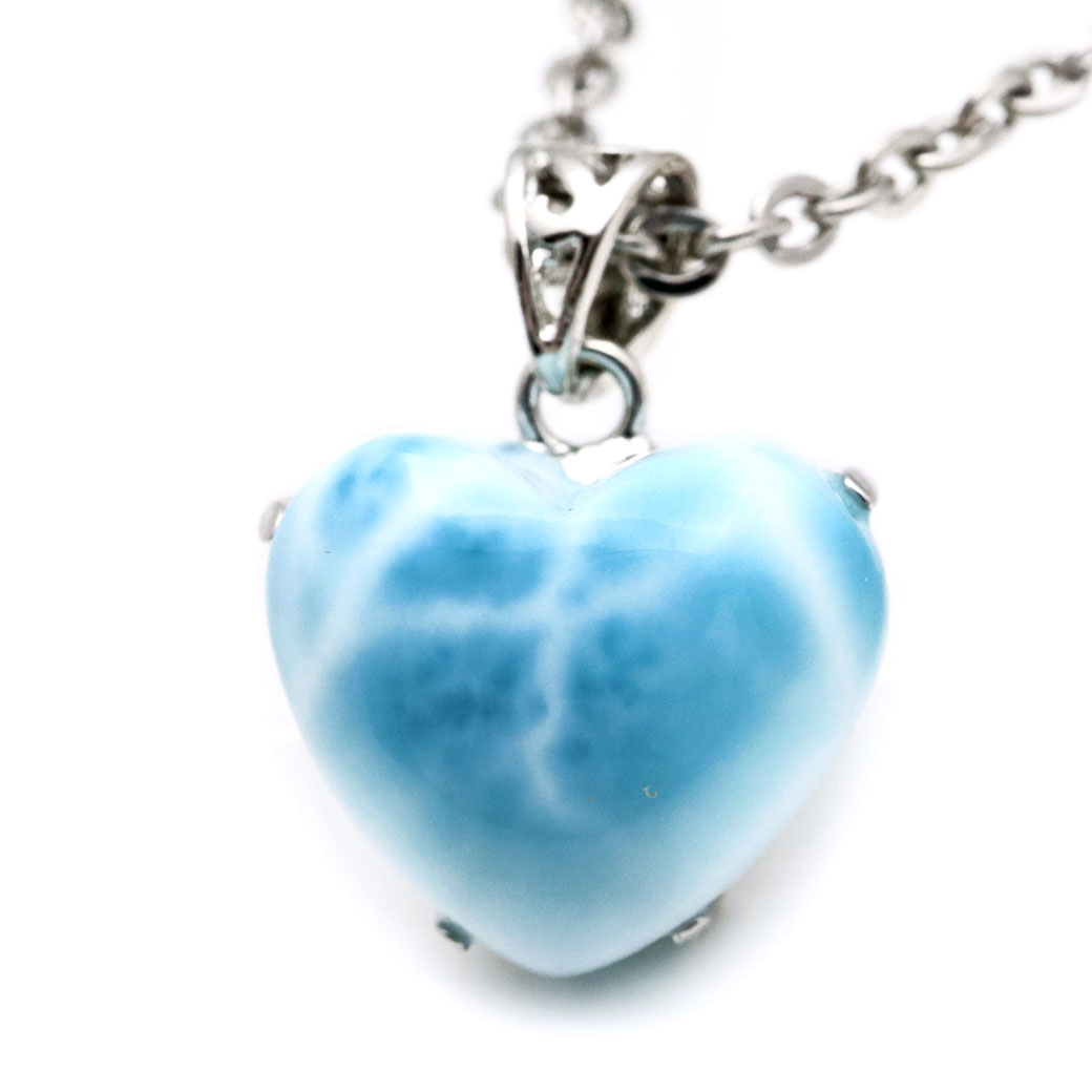 ラリマー ネックレス ハート型 天然石 ペンダント Silver925 ロイヤルクラス Srank スカイブルー ドミニカ産