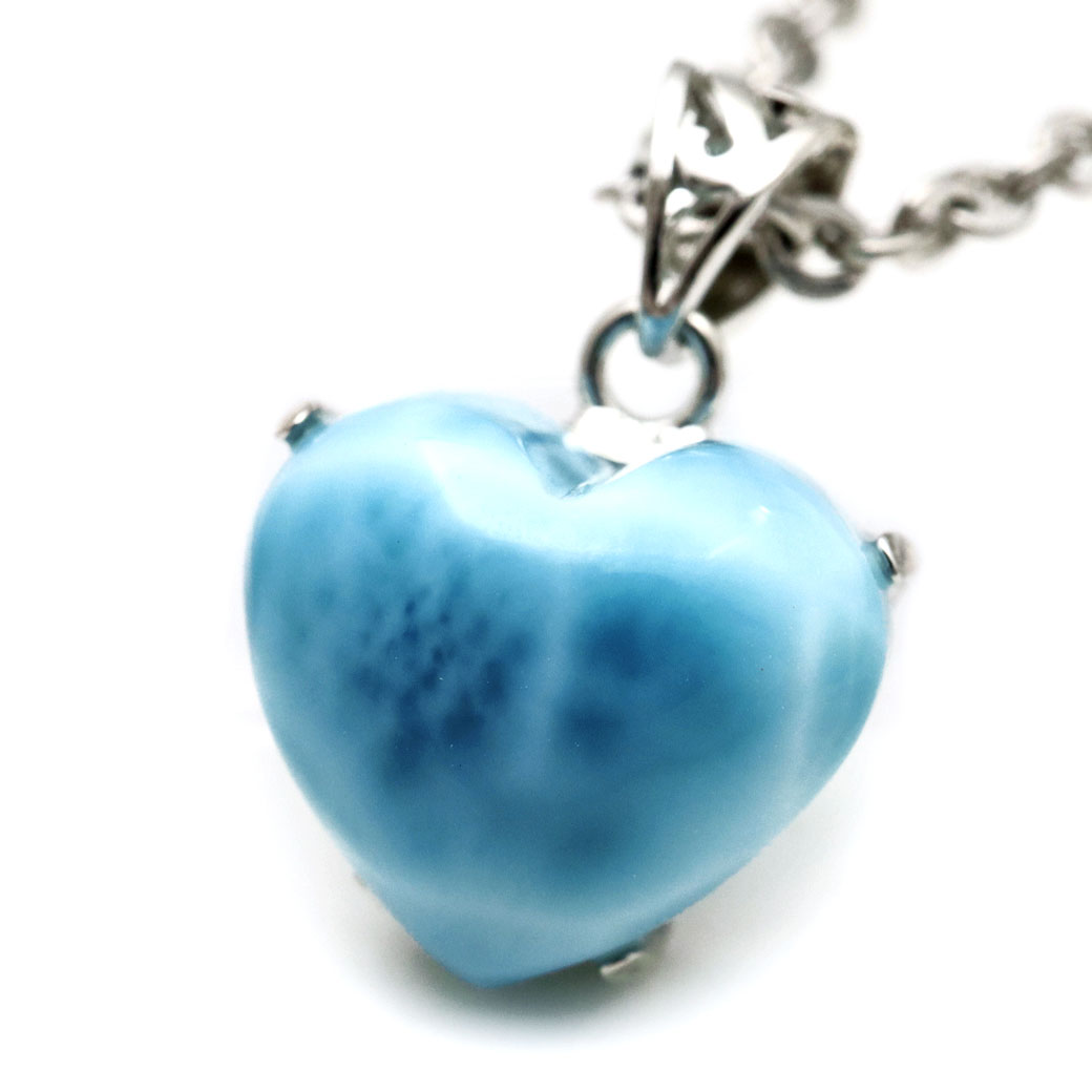 ラリマー ネックレス ハート型 天然石 ペンダント Silver925 ロイヤルクラス Srank スカイブルー ドミニカ産