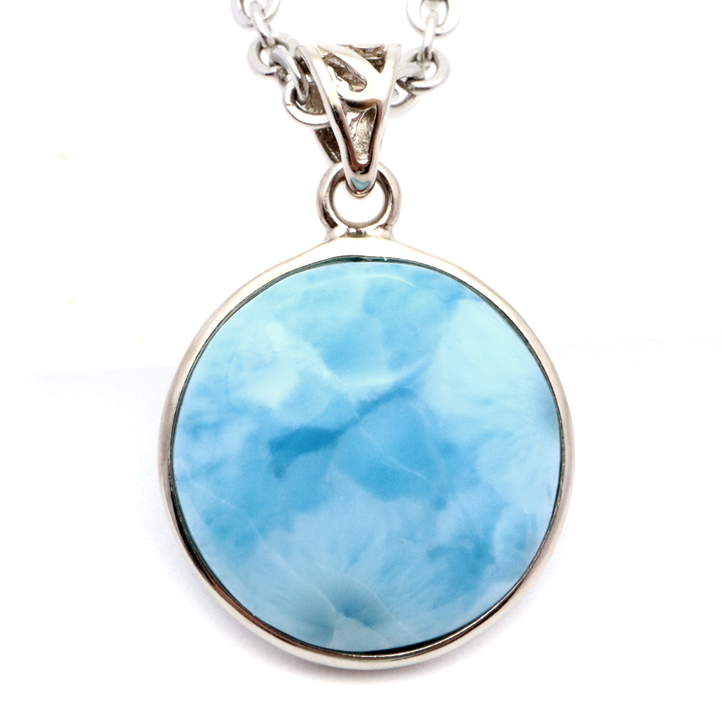 ラリマー ネックレス 天然石 ペンダント トップ Silver925 スカイブルー ドミニカ産 パワーストーン ブルー チャーム