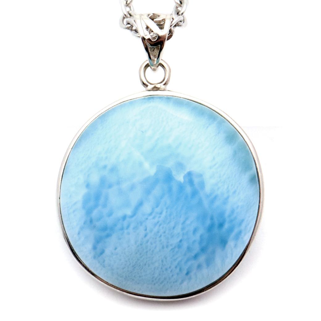 ラリマー ネックレス 天然石 ペンダント トップ Silver925 スカイブルー ドミニカ産 パワーストーン ブルー チャーム