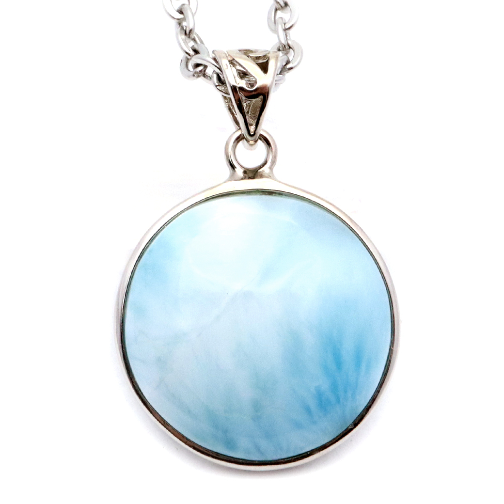 ラリマー ネックレス 天然石 ペンダント トップ Silver925 スカイブルー ドミニカ産 パワーストーン ブルー チャーム