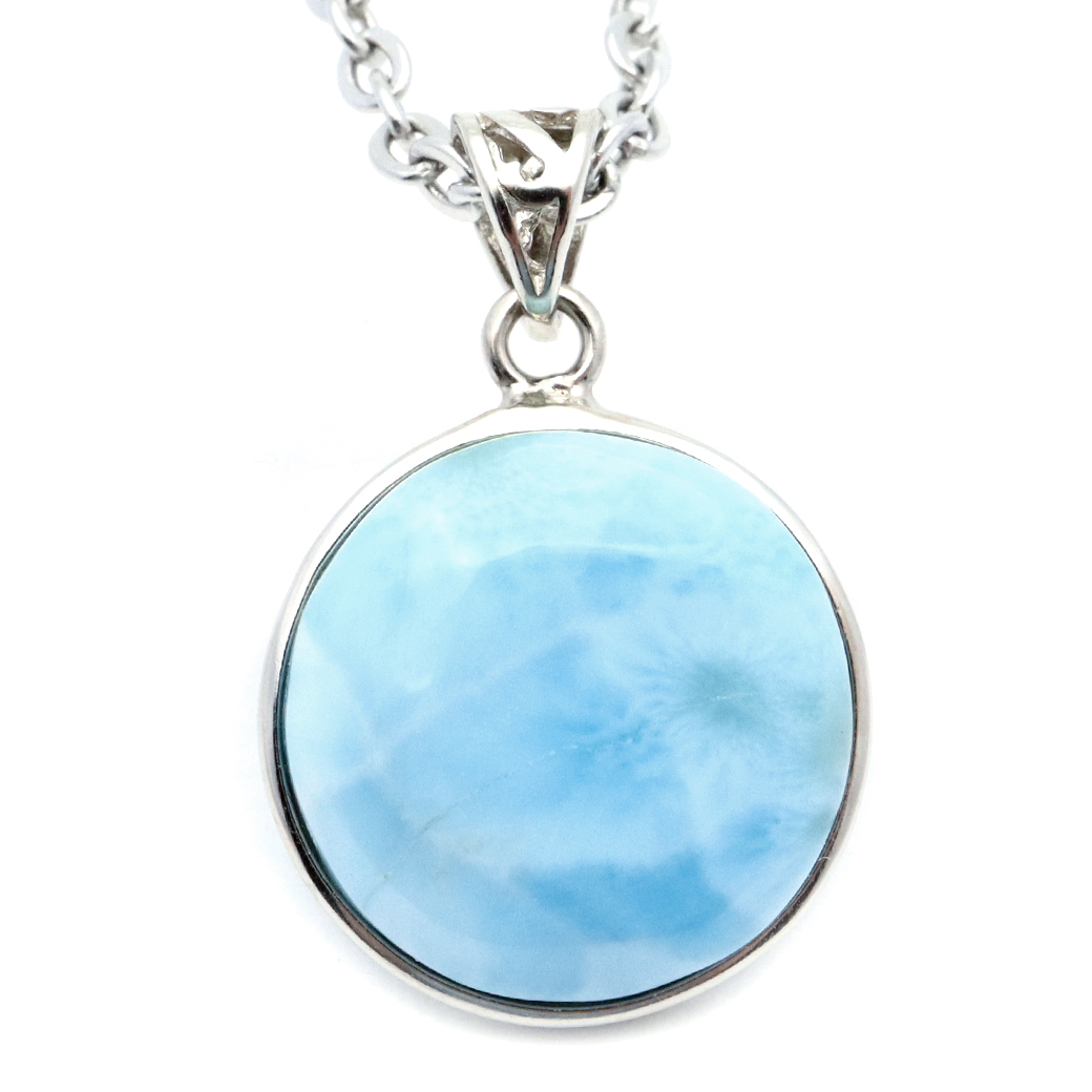 ラリマー ネックレス 天然石 ペンダント トップ Silver925 スカイブルー ドミニカ産 パワーストーン ブルー チャーム