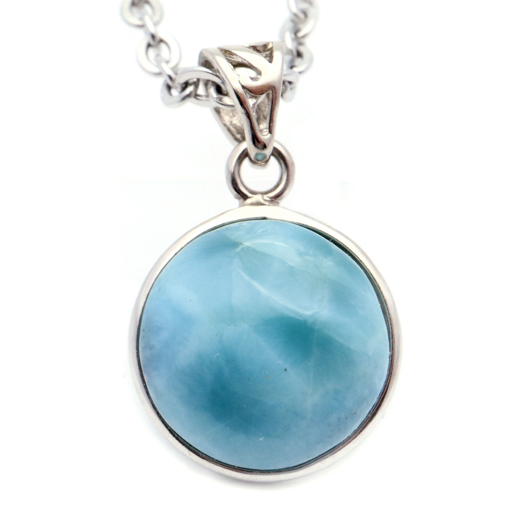 ラリマー ネックレス 天然石 ペンダント トップ Silver925 スカイブルー ドミニカ産 パワーストーン ブルー チャーム