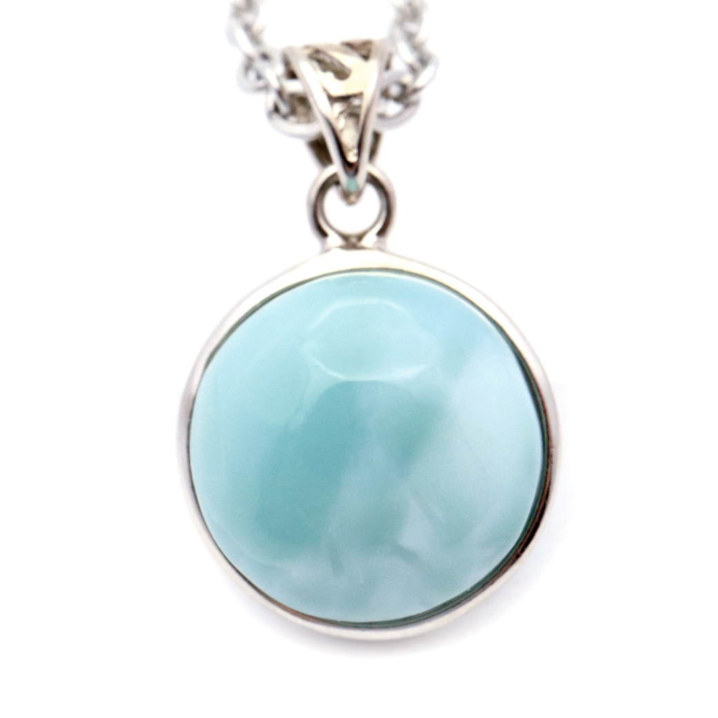 ラリマー ネックレス 天然石 ペンダント トップ Silver925 スカイブルー ドミニカ産 パワーストーン ブルー チャーム