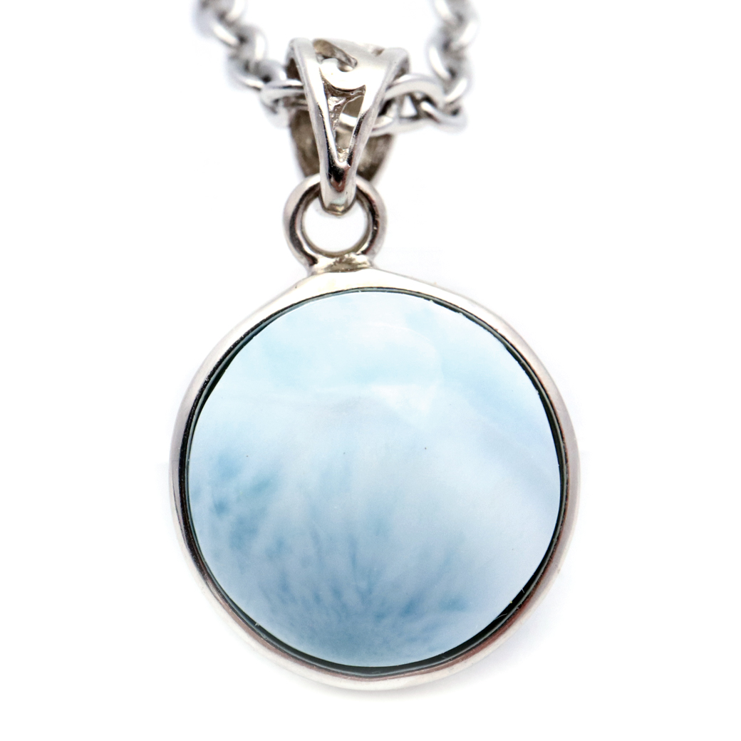ラリマー ネックレス 天然石 ペンダント トップ Silver925 スカイブルー ドミニカ産 パワーストーン ブルー チャーム