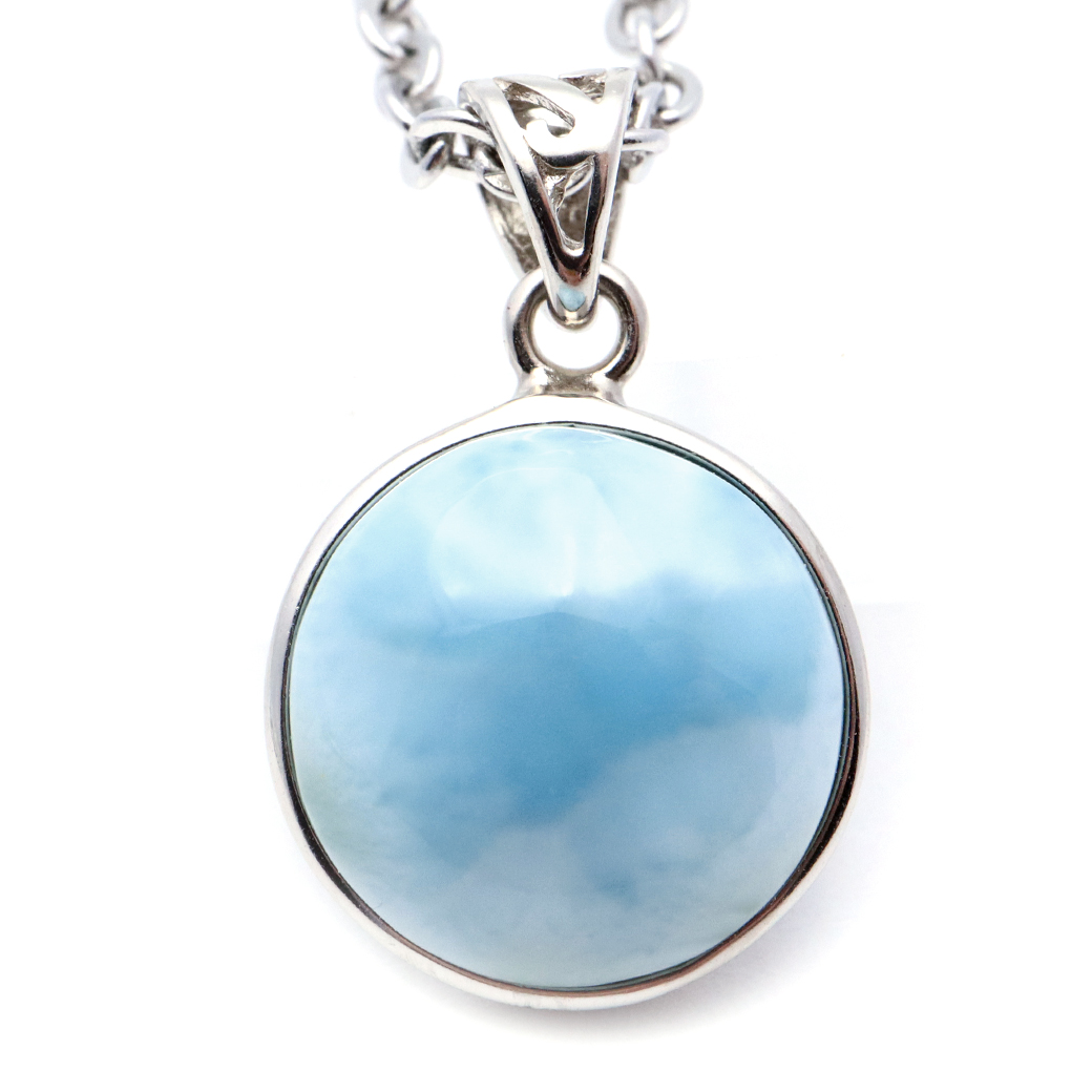 ラリマー ネックレス 天然石 ペンダント トップ Silver925 スカイブルー ドミニカ産 パワーストーン ブルー チャーム