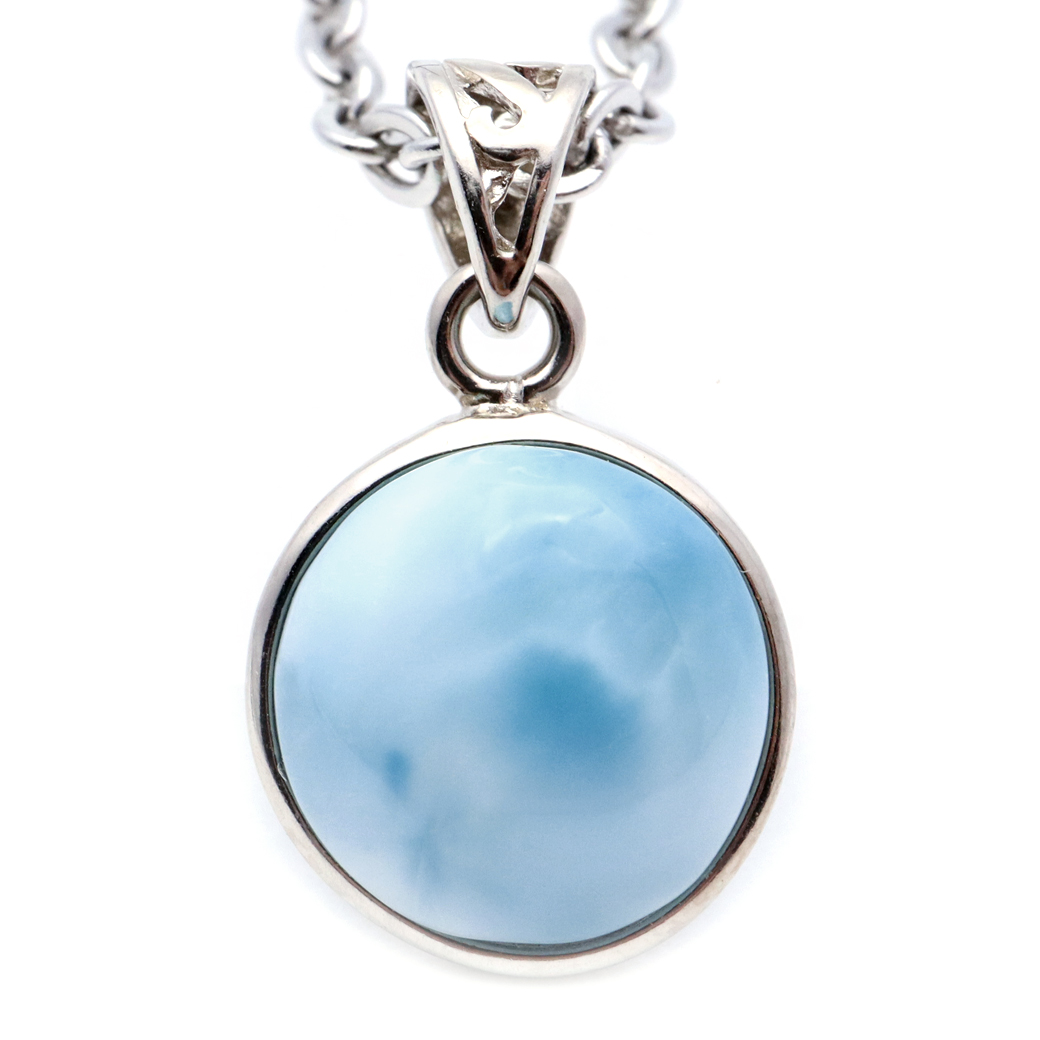 ラリマー ネックレス 天然石 ペンダント トップ Silver925 スカイブルー ドミニカ産 パワーストーン ブルー チャーム