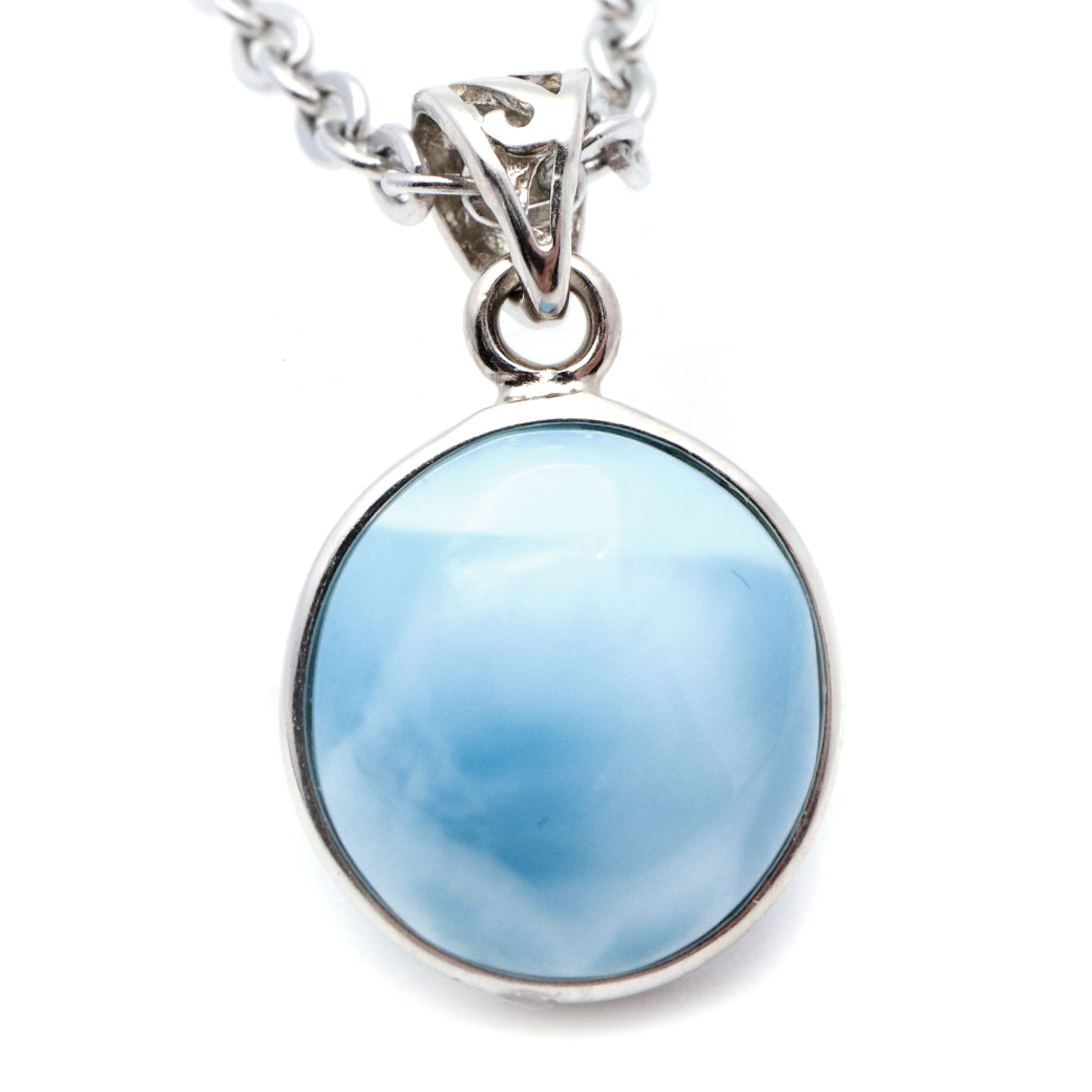 ラリマー ネックレス 天然石 ペンダント トップ Silver925 スカイブルー ドミニカ産 パワーストーン ブルー チャーム
