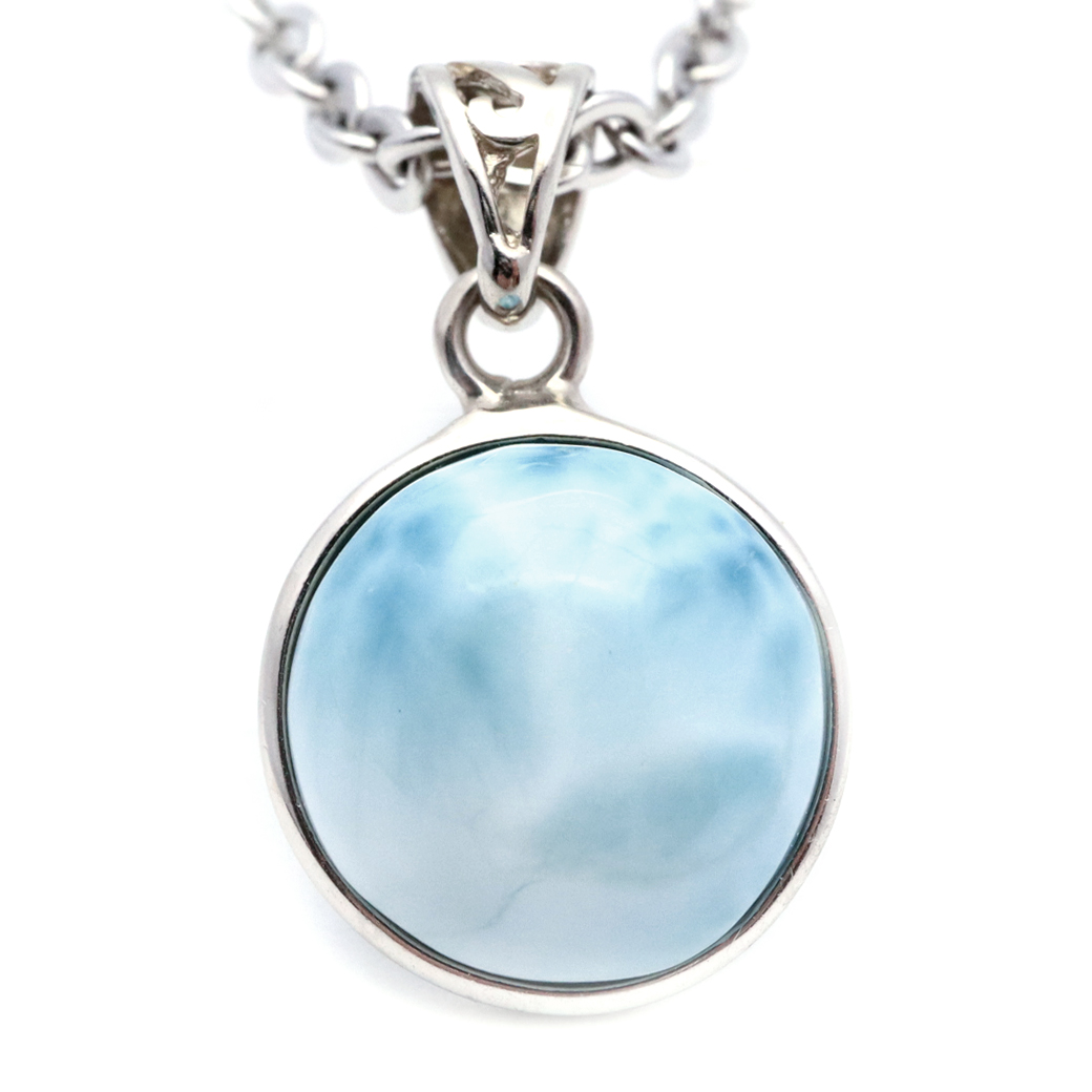 ラリマー ネックレス 天然石 ペンダント トップ Silver925 スカイブルー ドミニカ産 パワーストーン ブルー チャーム