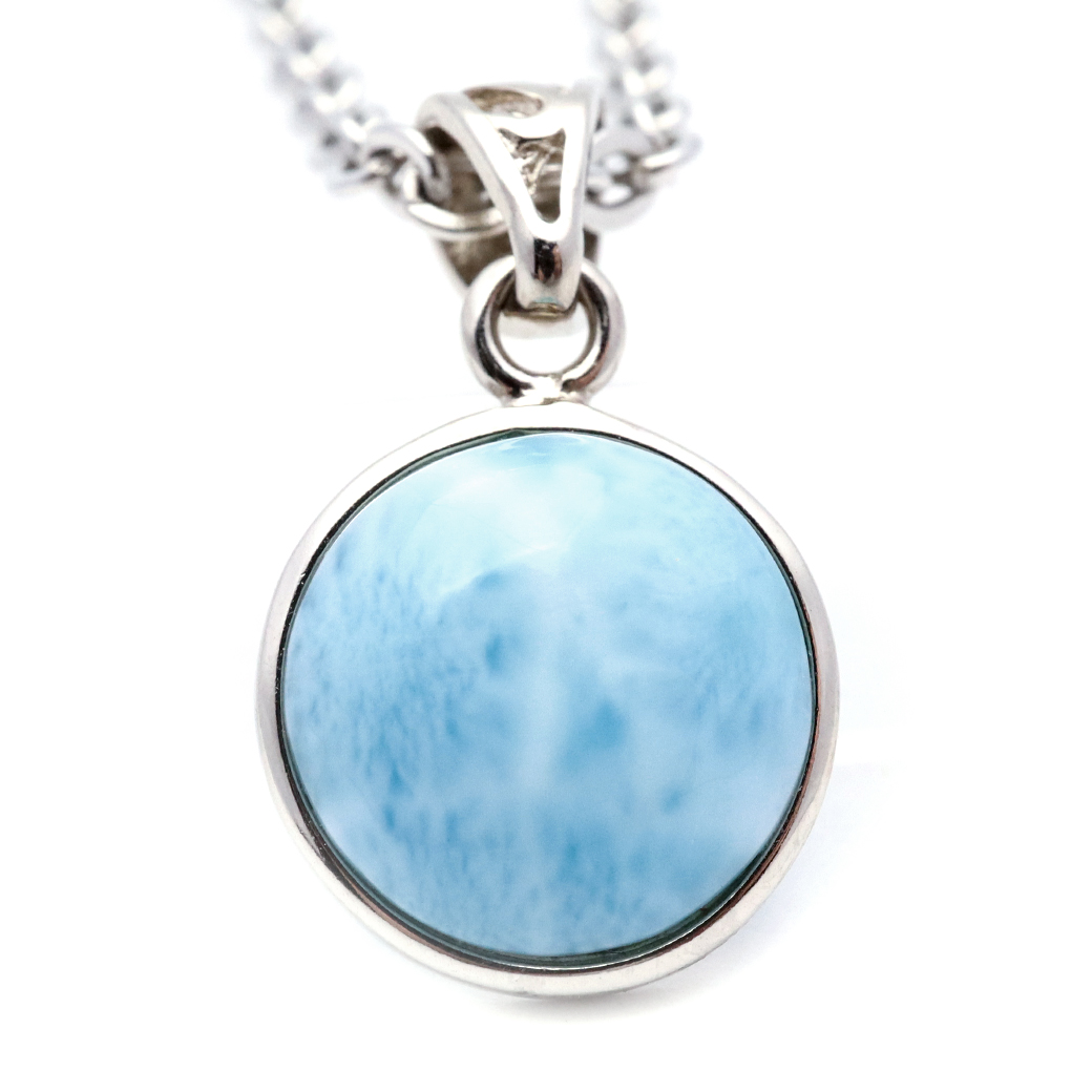 ラリマー ネックレス 天然石 ペンダント トップ Silver925 スカイブルー ドミニカ産 パワーストーン ブルー チャーム