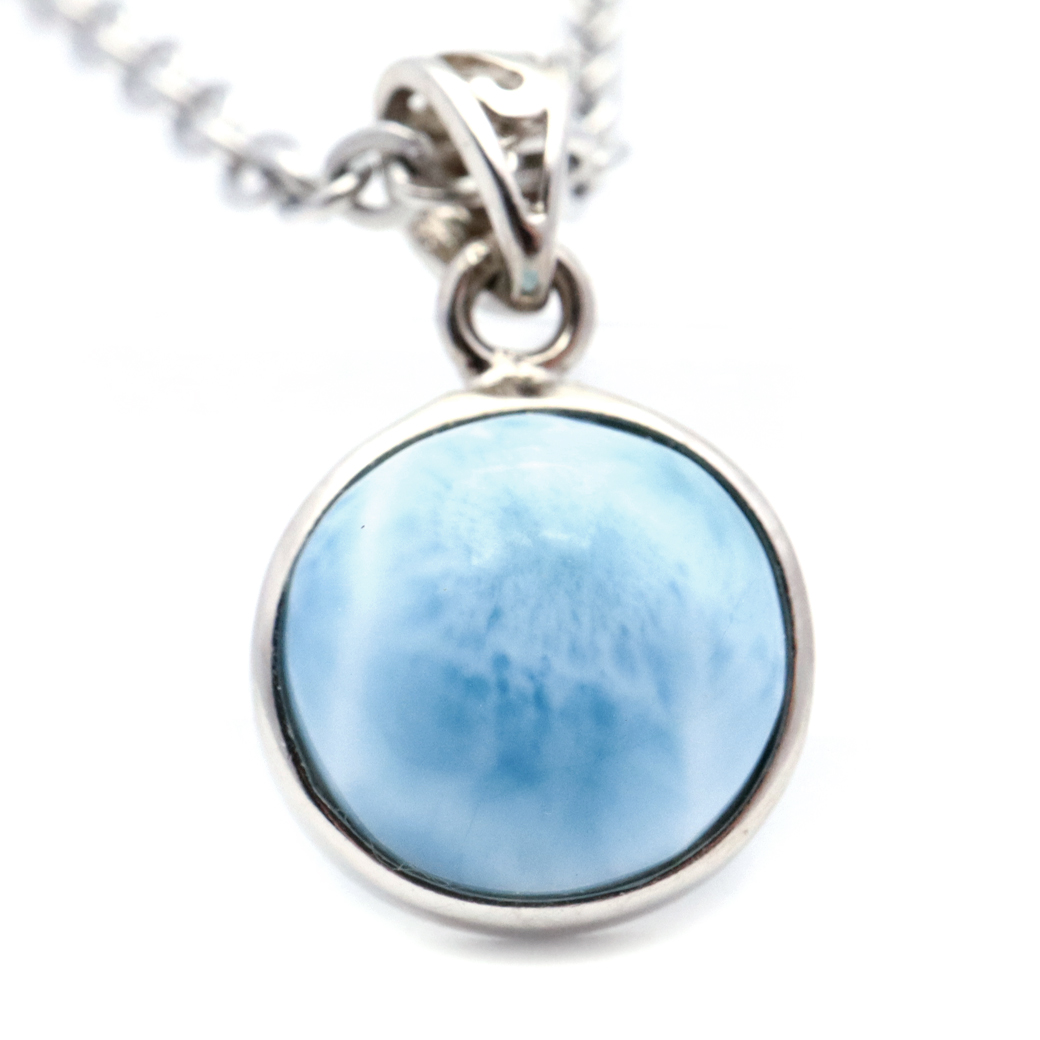 ラリマー ネックレス 天然石 ペンダント トップ Silver925 スカイブルー ドミニカ産 パワーストーン ブルー チャーム