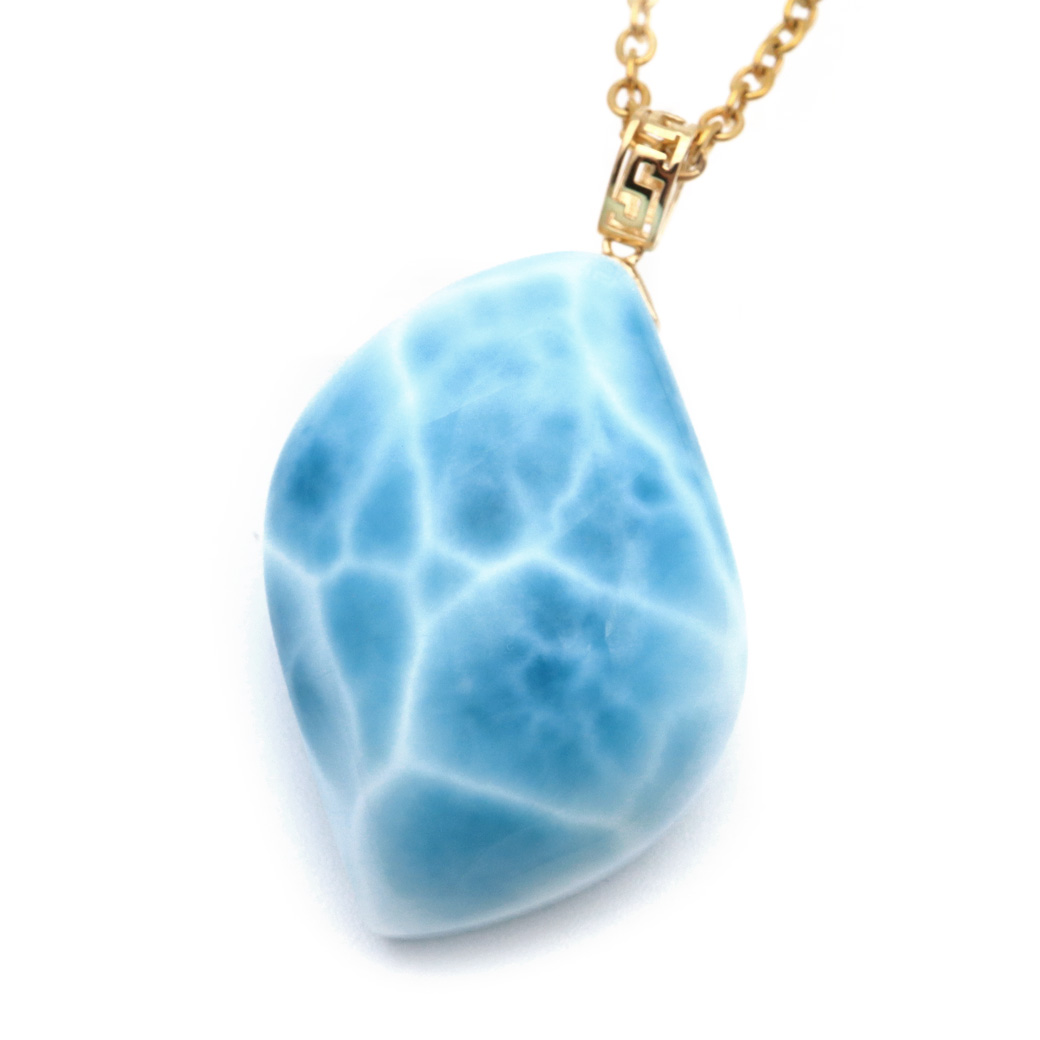 ラリマー ネックレス 天然石 ペンダント 18金 K18 ロイヤルクラス Srank スカイブルー ドミニカ産 パワーストーン