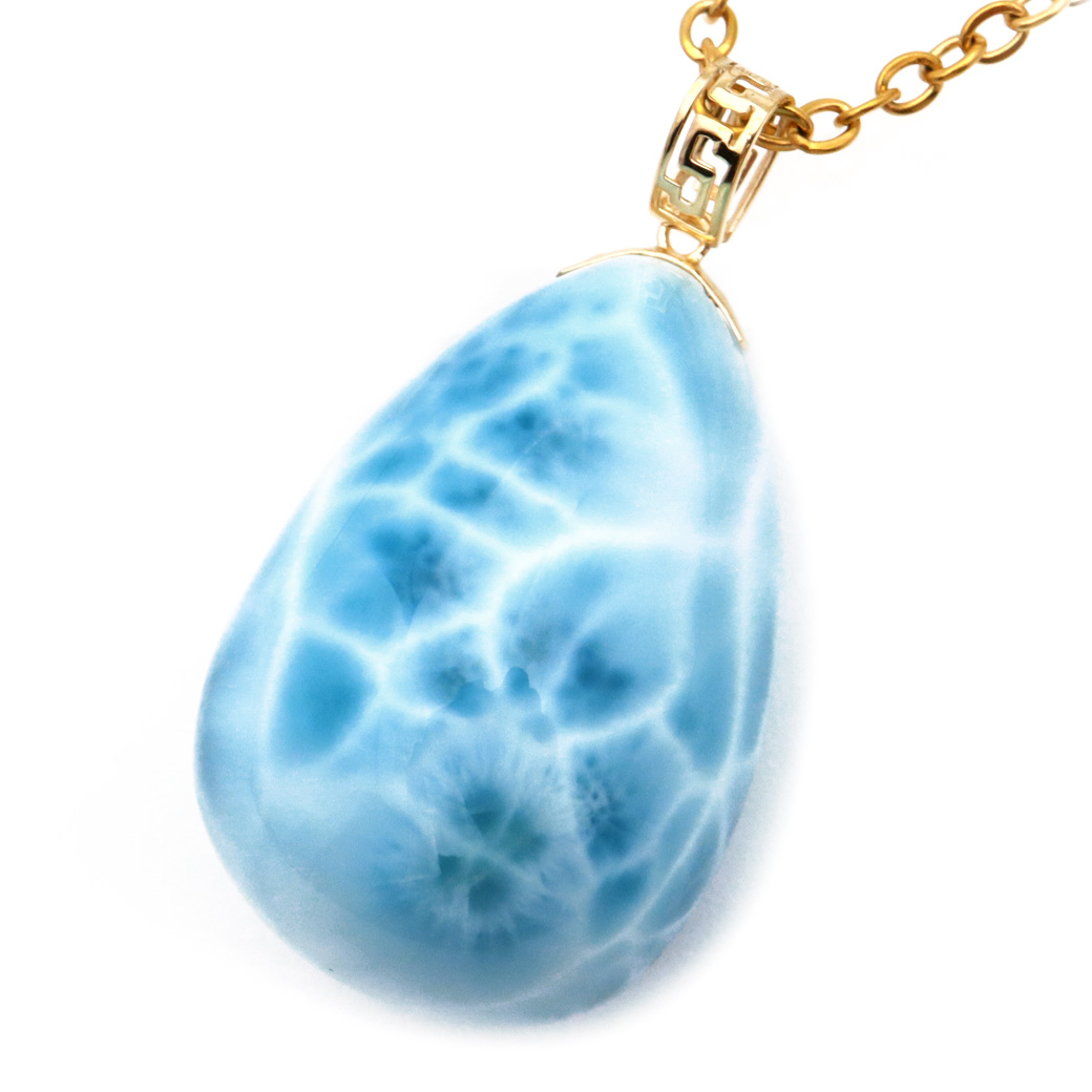 ラリマー ネックレス 天然石 ペンダント 18金 K18 ロイヤルクラス Srank スカイブルー ドミニカ産 パワーストーン