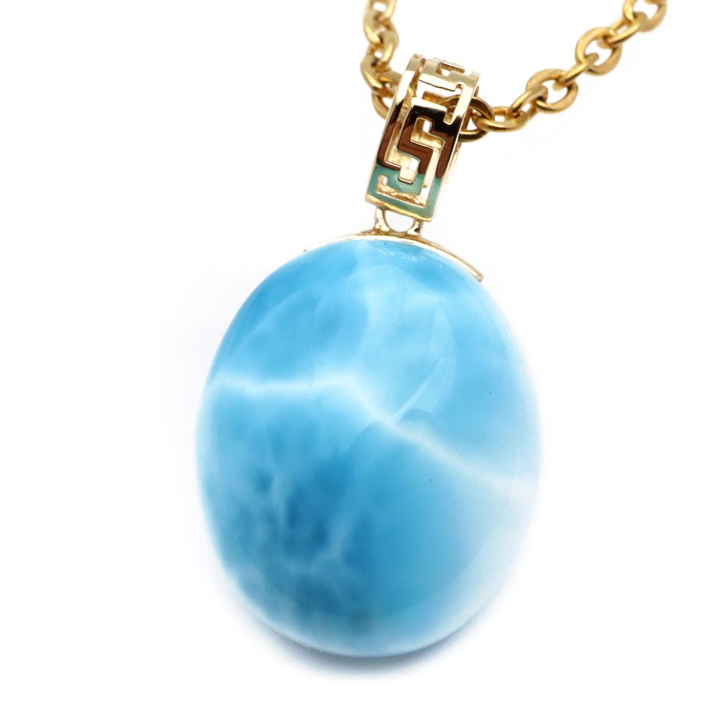 ラリマー ネックレス 天然石 ペンダント 18金 K18 ロイヤルクラス Srank スカイブルー ドミニカ産 パワーストーン 1点物