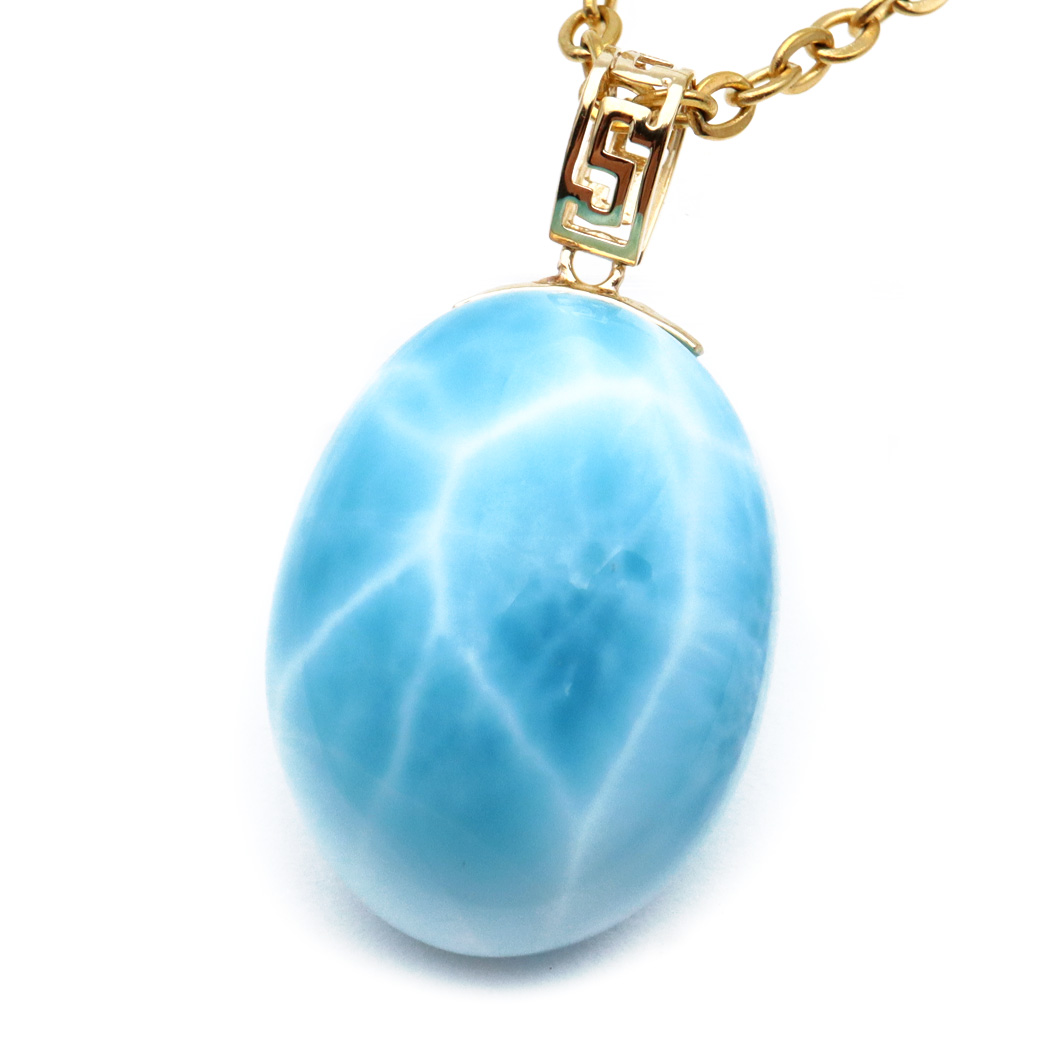 ラリマー ネックレス 天然石 ペンダント 18金 K18 ロイヤルクラス Srank スカイブルー ドミニカ産 パワーストーン 1点物